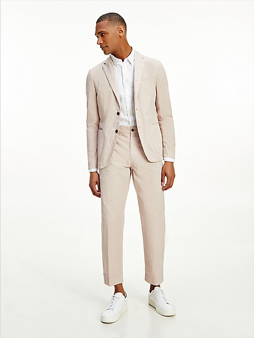 pink slim fit cotton trousers for men tommy hilfiger