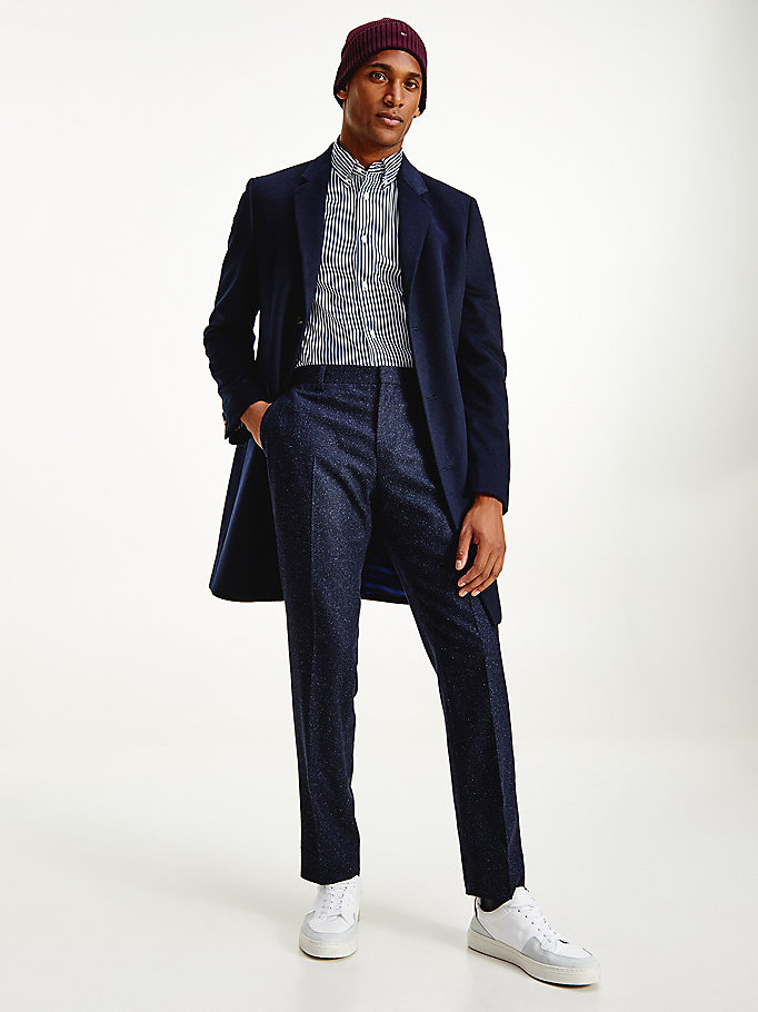 pantalon slim en tweed donegal bleu pour men tommy hilfiger