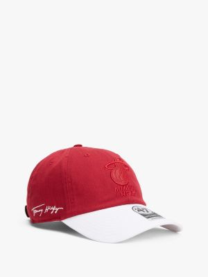 cappello '47 for tommy con logo miami heat rosso da gender-inclusive adulti tommy hilfiger