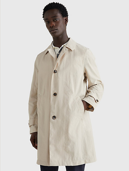 white taped trench coat for men tommy hilfiger