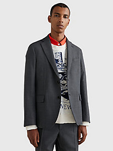 grey slim fit constructed jacket for men tommy hilfiger