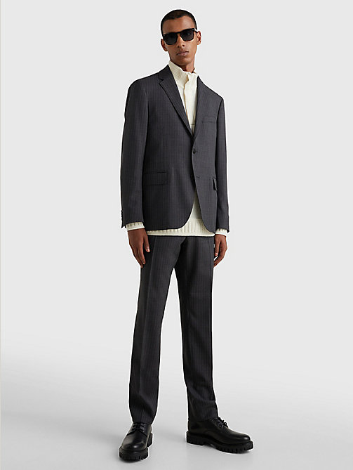 grau slim fit anzug mit nadelstreifen für men - tommy hilfiger
