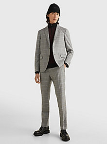 grey check slim fit suit for men tommy hilfiger