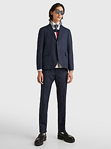 blue pinstripe slim fit flannel suit for men tommy hilfiger