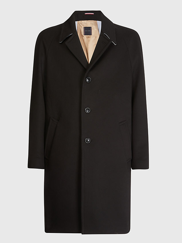 black slim fit bonded coat for men tommy hilfiger