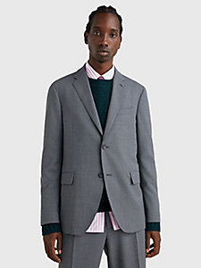 giacca slim fit in tessuto misto lana grigio da uomo tommy hilfiger