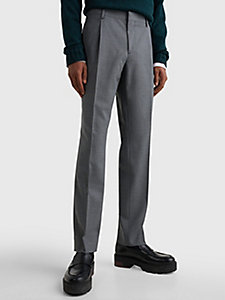 grey tailored slim fit trousers for men tommy hilfiger