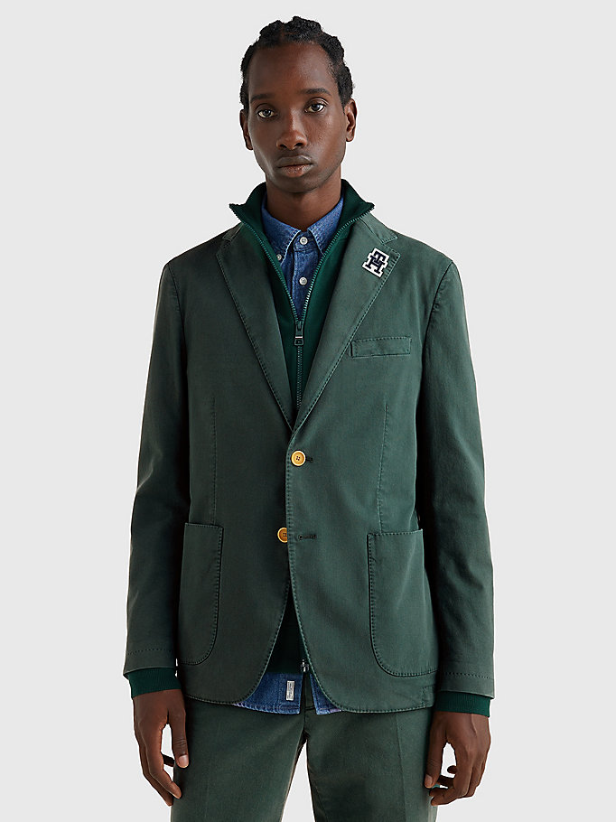 green twill slim fit jacket for men tommy hilfiger