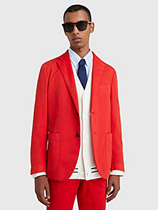 red twill slim fit jacket for men tommy hilfiger