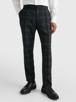 Men's Blackwatch Tartan Silk Pajama Pants With Stripe - Nigel Curtiss