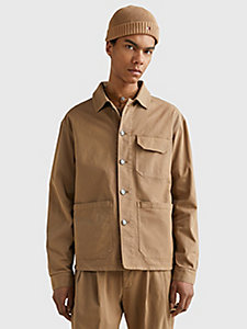 beige garment dyed twill jacket for men tommy hilfiger