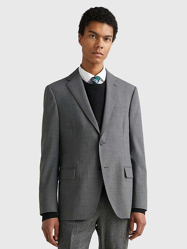 chaqueta de tela en mezcla de lana grey de hombres tommy hilfiger