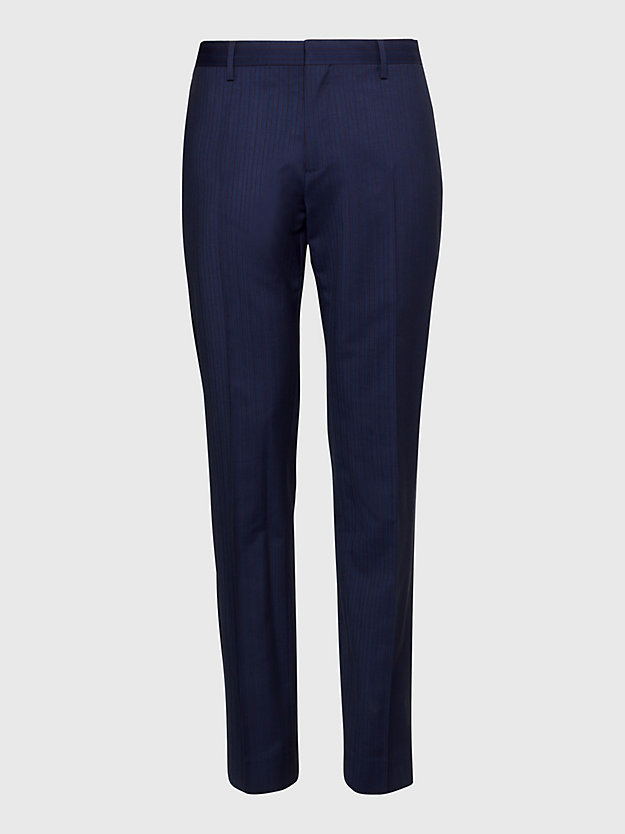 BLUE Wool Stripe Straight Trousers for men TOMMY HILFIGER