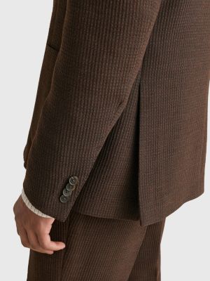 Constructed Seersucker Blazer, Brown