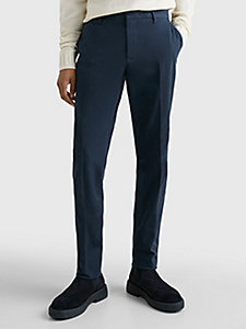 blauw broek van twill met stretch voor heren - tommy hilfiger