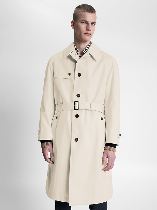 white gabardine trench coat for men tommy hilfiger
