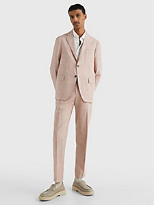 pink woven wool suit for men tommy hilfiger