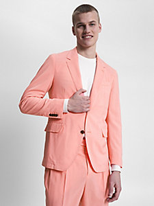 blazer slim fit in lana tinto in capo rosa da uomo tommy hilfiger