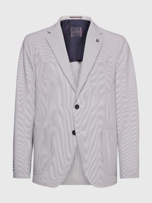 Seersucker Slim Fit Blazer | Grey | Tommy Hilfiger