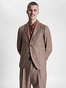 beige textured slim fit blazer for men tommy hilfiger