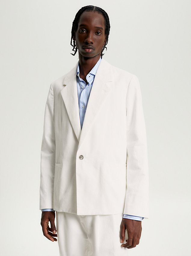 white pique oversized blazer for men tommy hilfiger