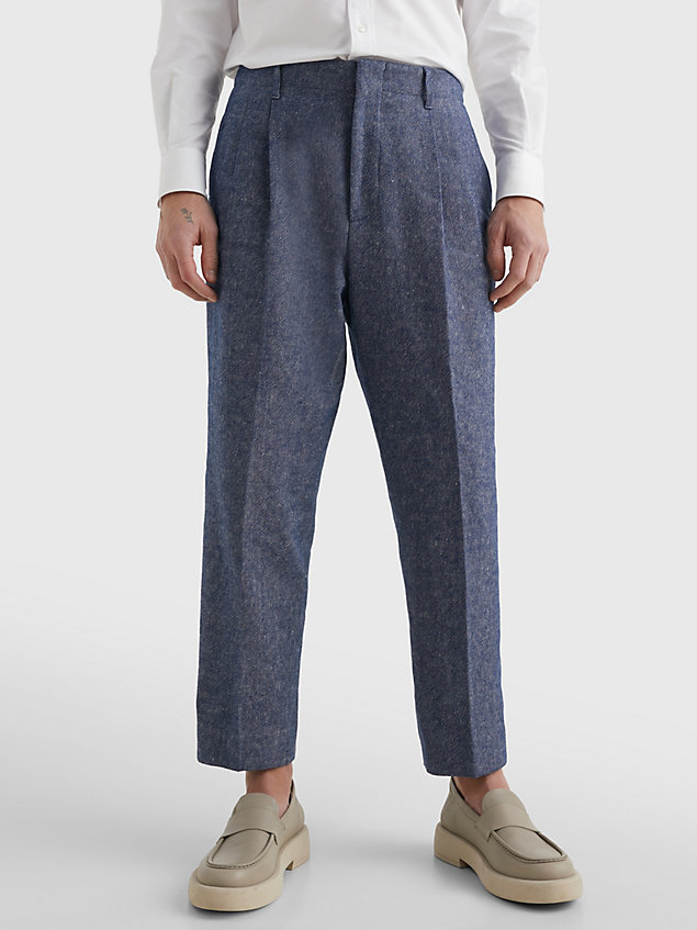 blue denim-look trousers for men tommy hilfiger