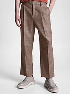 beige pressed crease trousers for men tommy hilfiger