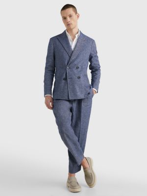 Mens double breasted denim blazer sale