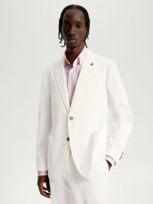 Mens slim fit store white linen suit