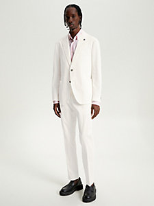 biały farbowany po uszyciu garnitur o wąskim kroju dla mężczyźni - tommy hilfiger