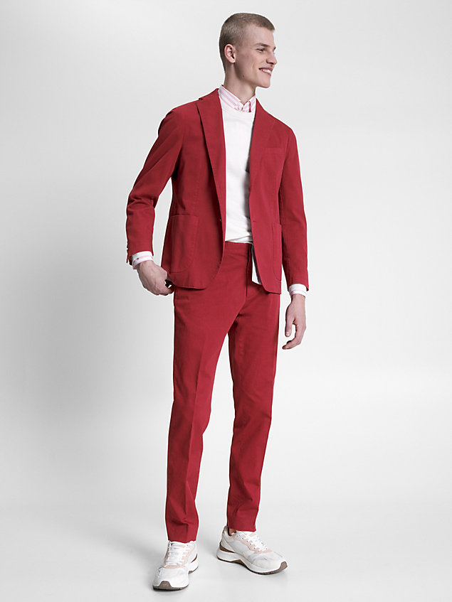 red garment dyed slim fit suit for men tommy hilfiger