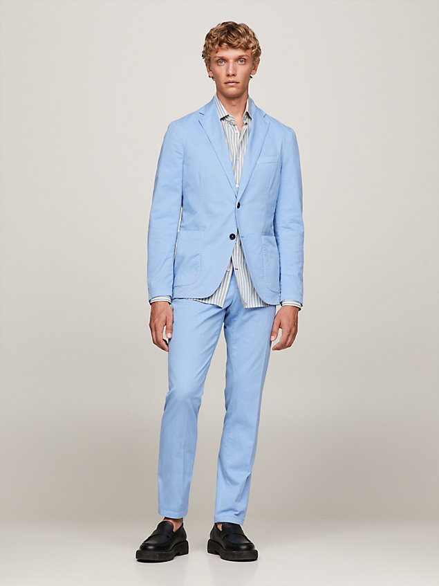 blue garment dyed twill slim fit suit for men tommy hilfiger