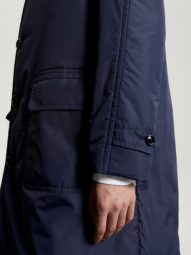 blue ocieplany płaszcz z raglanowymi rękawami dla mężczyźni - tommy hilfiger
