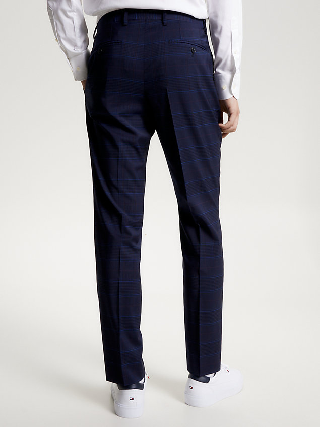 blue prince of wales check two-piece wool suit for men tommy hilfiger