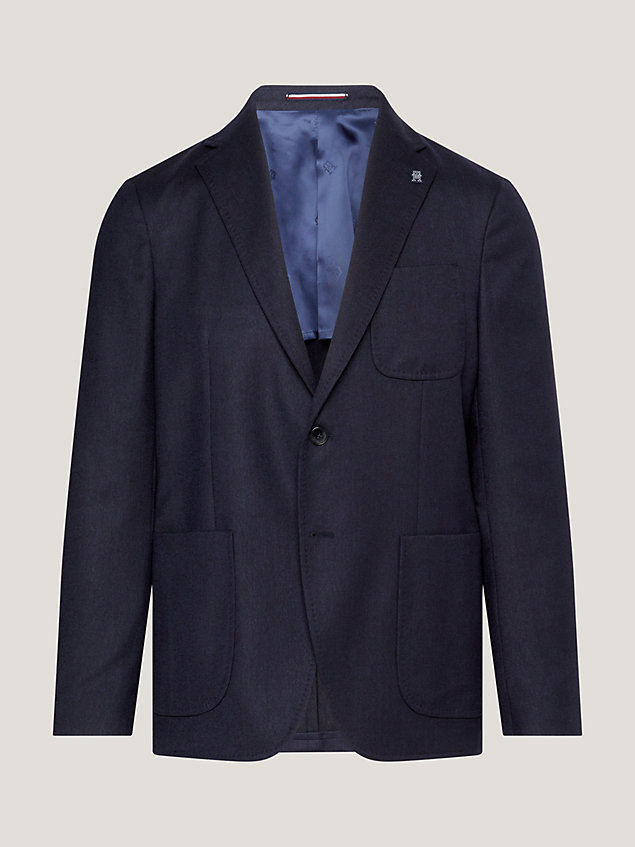 blue slim fit twill blazer for men tommy hilfiger