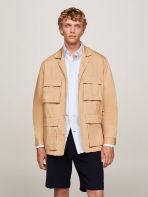 Men's Utility Jacket, Tan Cotton Twill