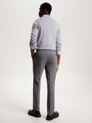 TH Flex Micro Houndstooth Check Trousers | Grey | Tommy Hilfiger