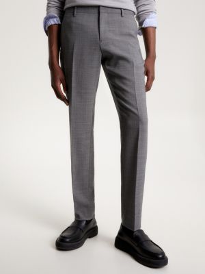TH Flex Micro Houndstooth Check Trousers | Grey | Tommy Hilfiger