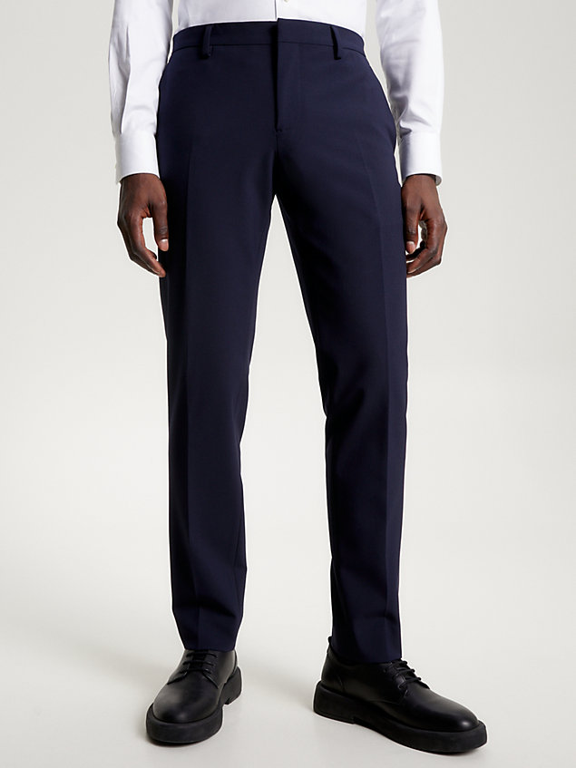 blue th flex tech slim fit trousers for men tommy hilfiger