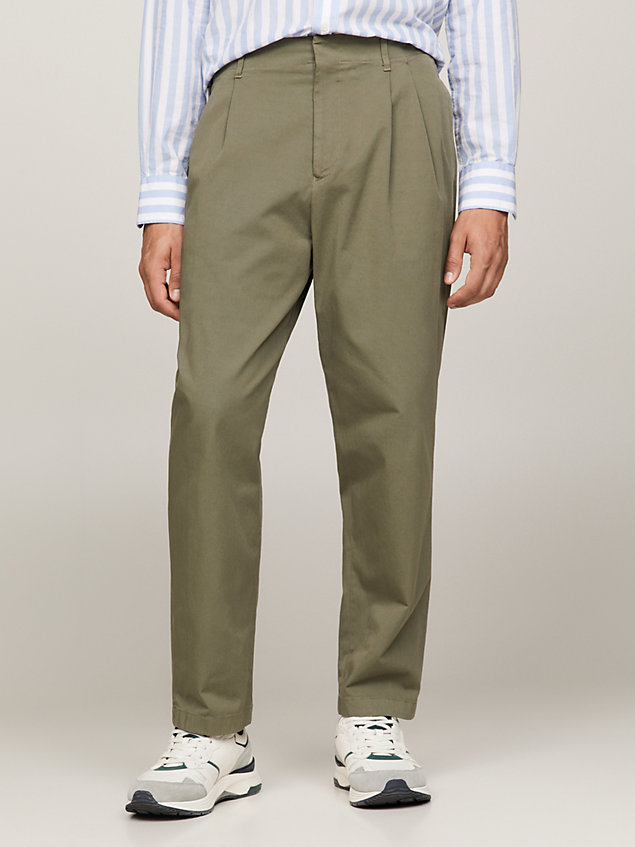 green army garment dyed regular fit trousers for men tommy hilfiger