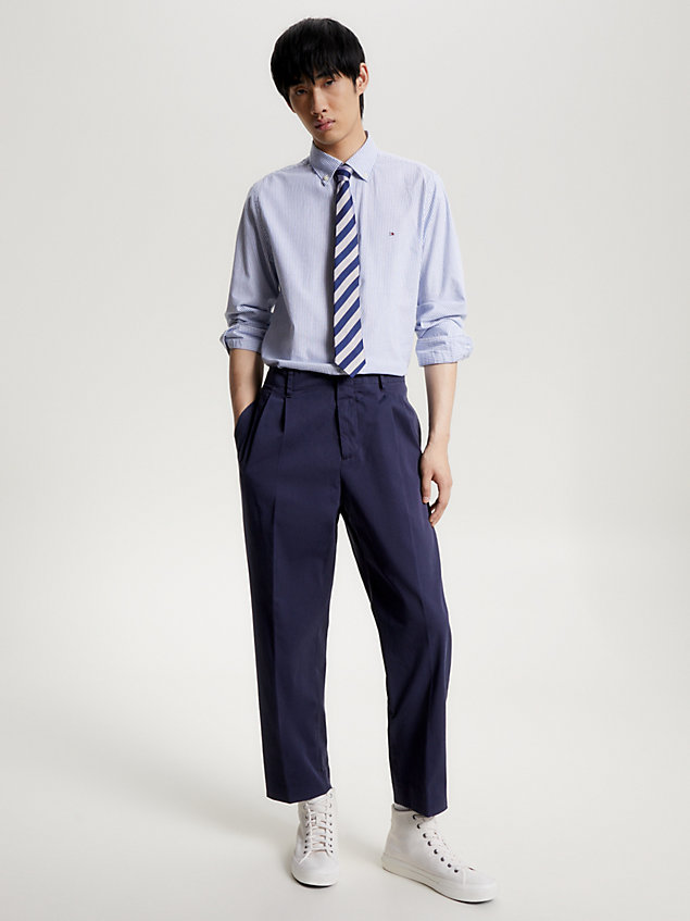 blue army garment dyed regular fit trousers for men tommy hilfiger