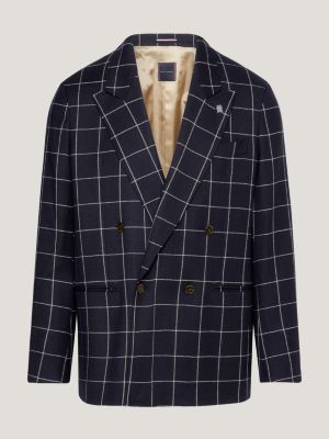 Windowpane Check Slim Fit Blazer, Blue