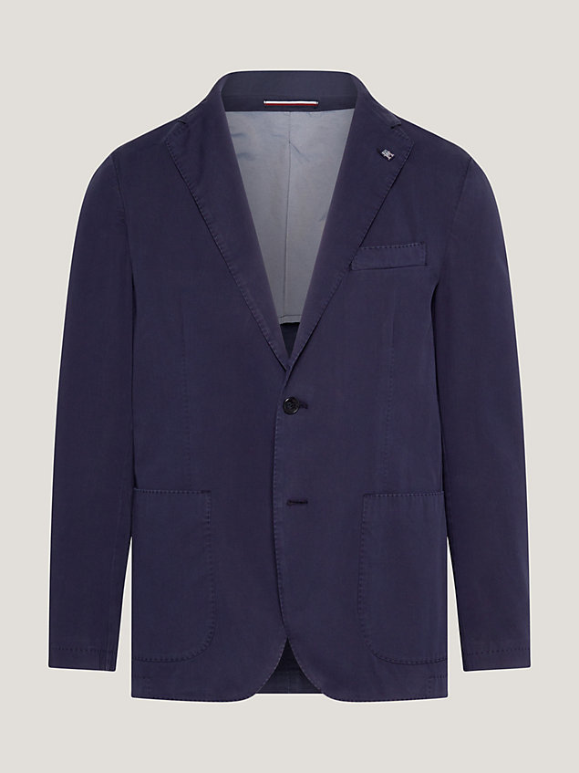 blue twill garment-dyed slim fit blazer voor heren - tommy hilfiger