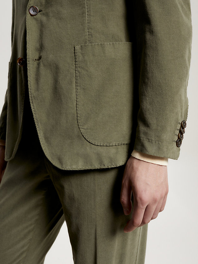 green garment dyed corduroy slim fit blazer for men tommy hilfiger