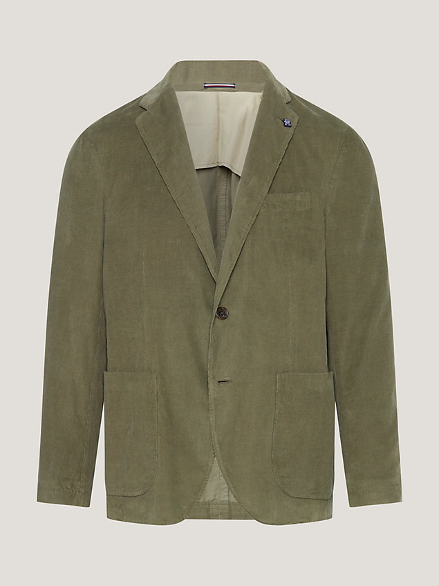 green garment dyed corduroy slim fit blazer for men tommy hilfiger