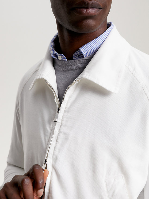 giacca camicia in velluto a coste tinto in capo white da uomo tommy hilfiger