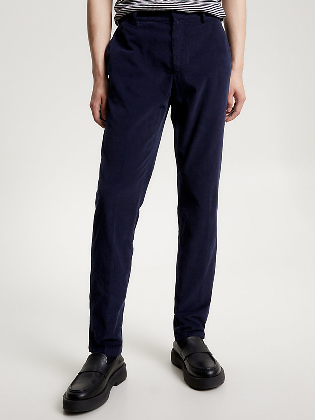 blue corduroy slim fit two-piece suit for men tommy hilfiger