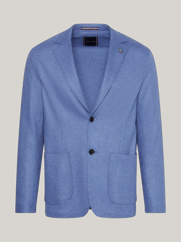 blue slim fit blazer met th-monogram voor heren - tommy hilfiger