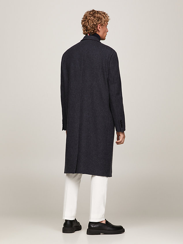 abrigo de lana con corte regular blue de hombre tommy hilfiger