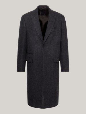 Herringbone Regular Fit Wool Coat | Blue | Tommy Hilfiger